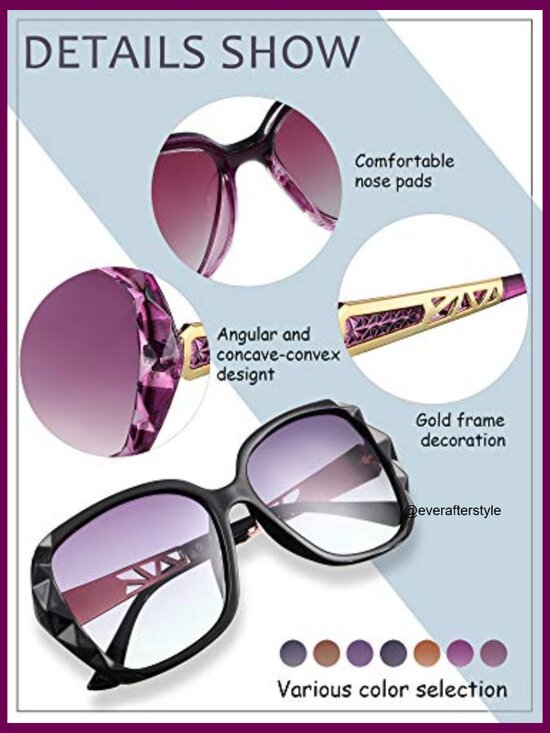 7 Pairs Polarized Square Sunglasses with Sparkling Frame